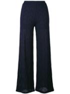M Missoni - Knitted Semi-sheer Trousers - Women - Cotton/polyester/viscose - 40, Blue, Cotton/polyester/viscose