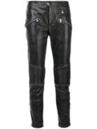 Red Valentino - Distressed Trousers - Women - Cotton/calf Leather/polyester/spandex/elastane - 40, Black, Cotton/calf Leather/polyester/spandex/elastane