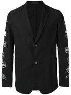 Yohji Yamamoto Branded Patch Sleeve Jacket - Black
