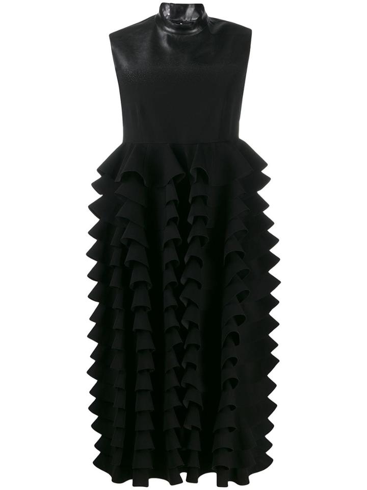 Comme Des Garçons Noir Kei Ninomiya Coated Ruffled Dress - Black