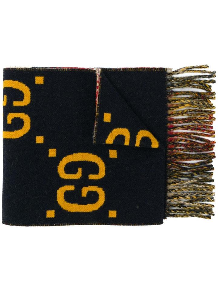 Gucci Gg Intarsia Scarf - Black