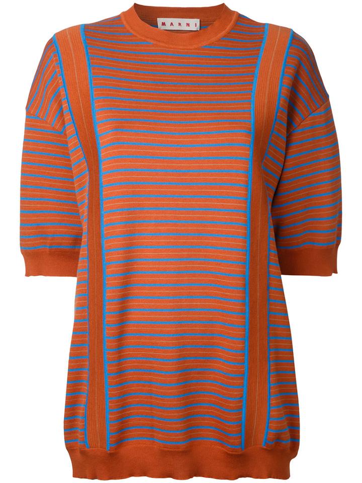 Marni - Striped Knitted Sweater - Women - Cotton - 38, Yellow/orange, Cotton
