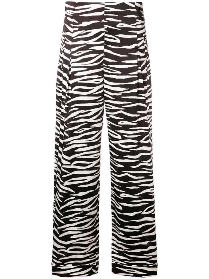 Ganni Zebra Print High-waisted Trousers - Black