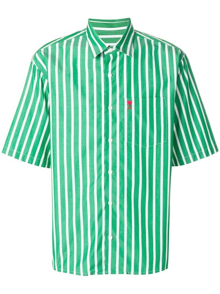 Ami Paris Ami De Coeur Short Sleeve Shirt - Green
