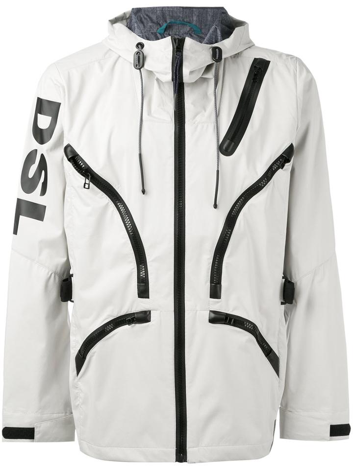 Diesel - Hooded Zip Detail Jacket - Men - Polyester/polyurethane - S, Nude/neutrals, Polyester/polyurethane