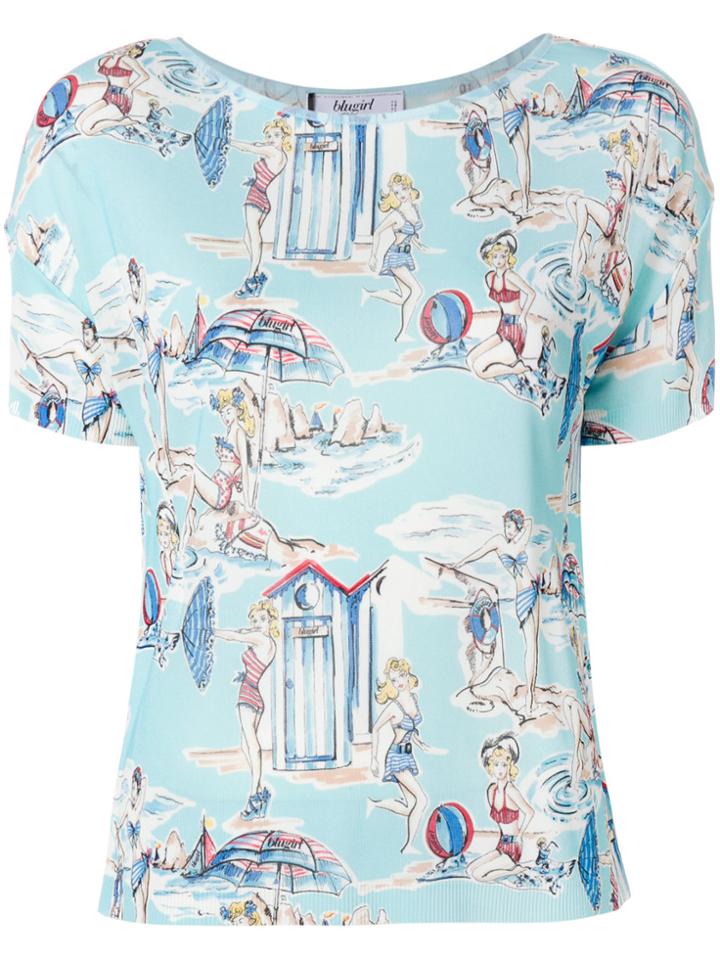 Blugirl Beach Print T-shirt - Blue