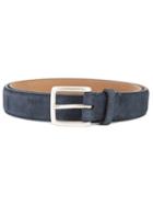 Simeone Napoli Square Buckle Belt, Men's, Size: 90, Blue, Leather