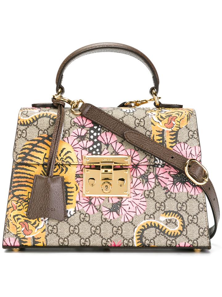 Gucci Padlock Gucci Bengal Top Handle Bag, Women's, Pink/purple, Leather/canvas