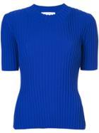 Le Ciel Bleu Rib Knit Short Sleeve Top - Blue