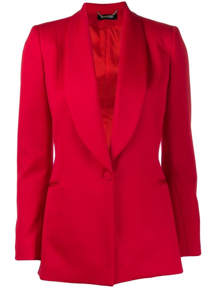 Styland Shawl Lapel Blazer - Red
