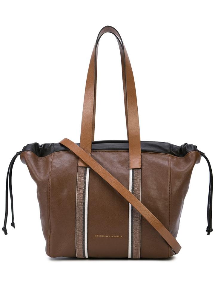 Brunello Cucinelli Side Drawstring Tote - Black