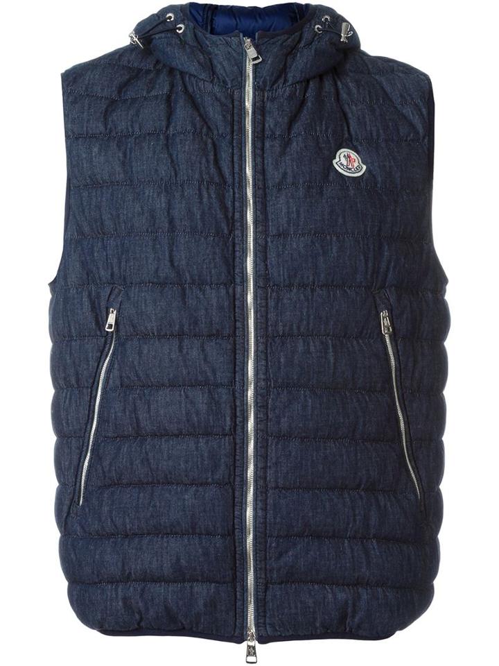 Moncler Hooded Padded Gilet, Men's, Size: 4, Blue, Cotton/polyamide/feather Down