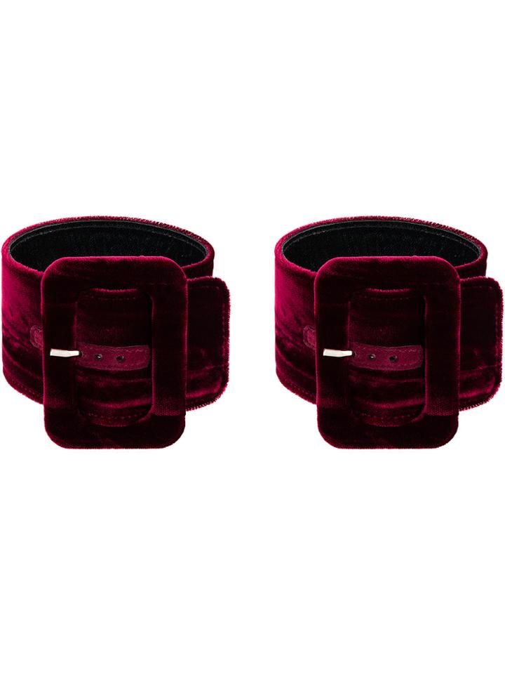 Attico Velvet Buckle Fastening Anklets - Pink & Purple