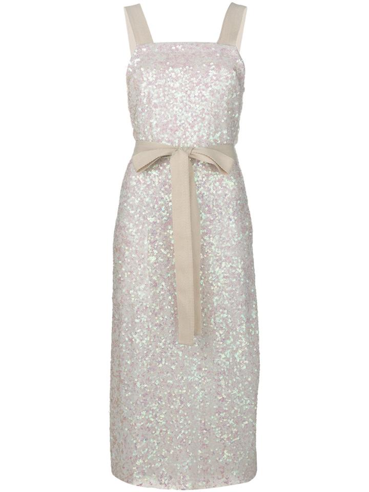 Walk Of Shame Sequin Square Neck Dress - White