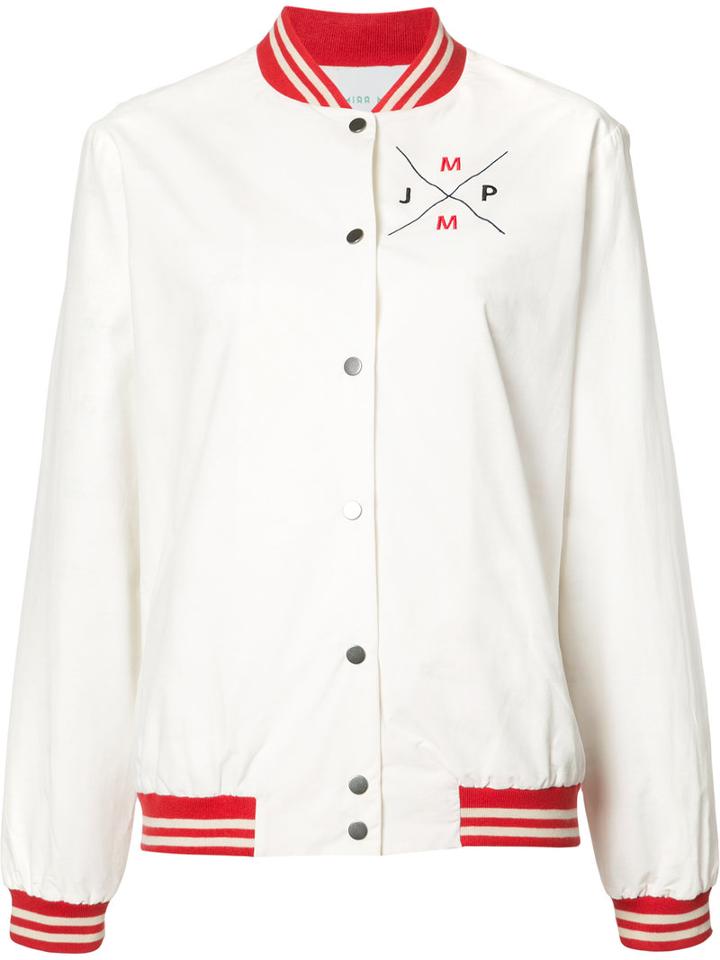 Mira Mikati Back Patches Bomber Jacket, Women's, Size: 38, White, Cotton/nylon