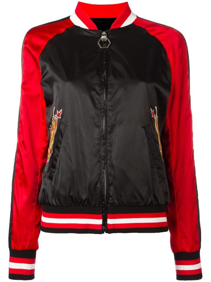 Philipp Plein Pink Bomber Jacket, Women's, Size: Large, Black, Polyamide/polyester