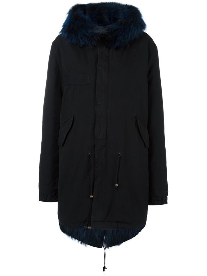 Mr & Mrs Italy Padded Parka, Women's, Size: Small, Black, Cotton/lamb Skin/polyester/racoon Fur