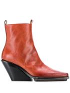 Ann Demeulemeester Pointed Toe Ankle Boots - Red