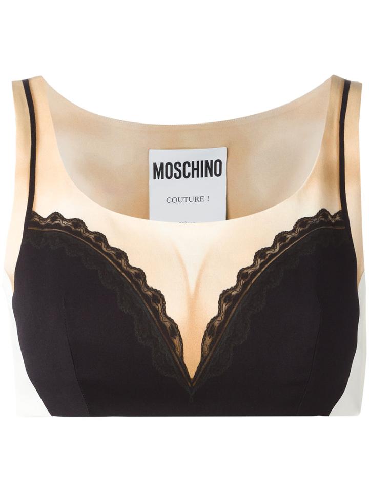 Moschino - Bustier Illusion Crop Top - Women - Viscose/other Fibers - 42, Women's, Black, Viscose/other Fibers