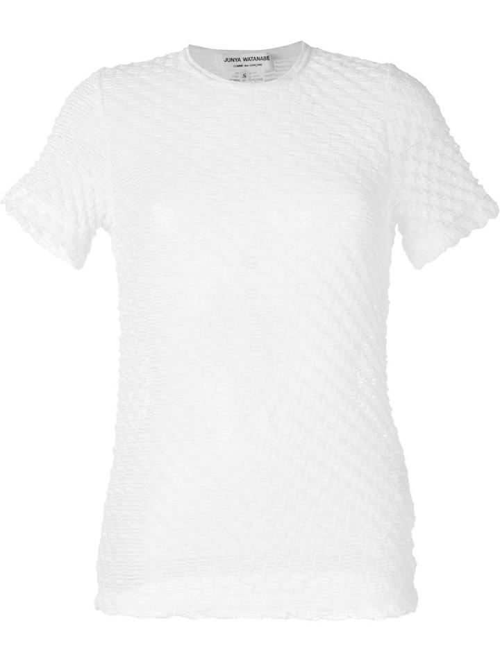 Junya Watanabe Comme Des Garçons Textured Sheer T-shirt, Women's, Size: Medium, White, Cotton/nylon