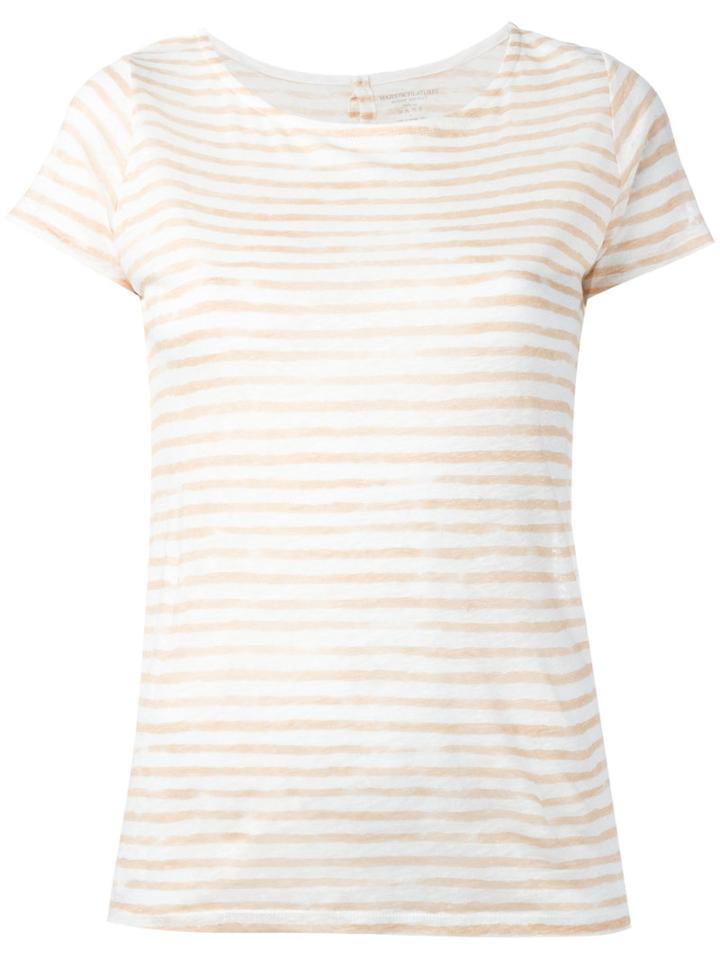 Majestic Filatures Semi-sheer Striped T-shirt, Women's, Size: Iii, White, Linen/flax