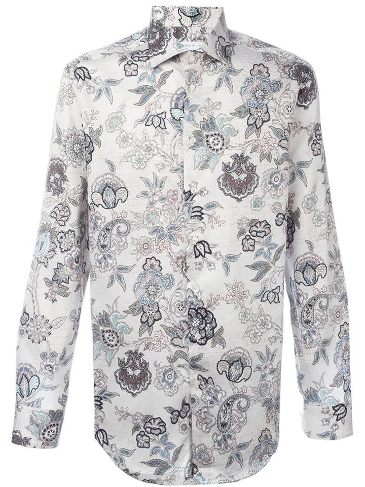 Etro Paisley Print Shirt, Men's, Size: 42, Nude/neutrals, Cotton