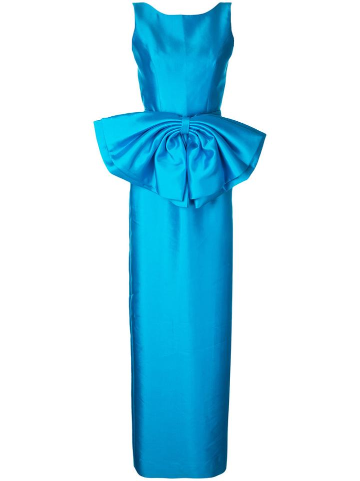 Bambah - Pencil Backless Bow Gown - Women - Silk - 14, Blue, Silk