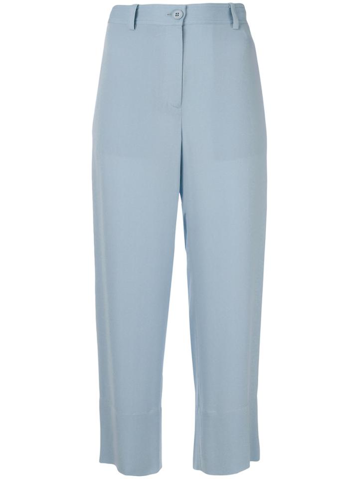 Theory Cropped Straight-leg Trousers - Blue