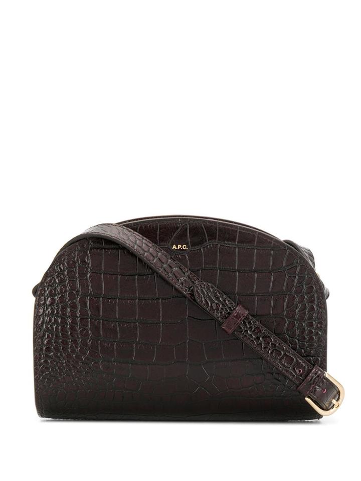 A.p.c. Croc Demi-lune Shoulder Bag - Red
