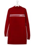 Gcds Kids Teen Roll Neck Logo Dress - Red