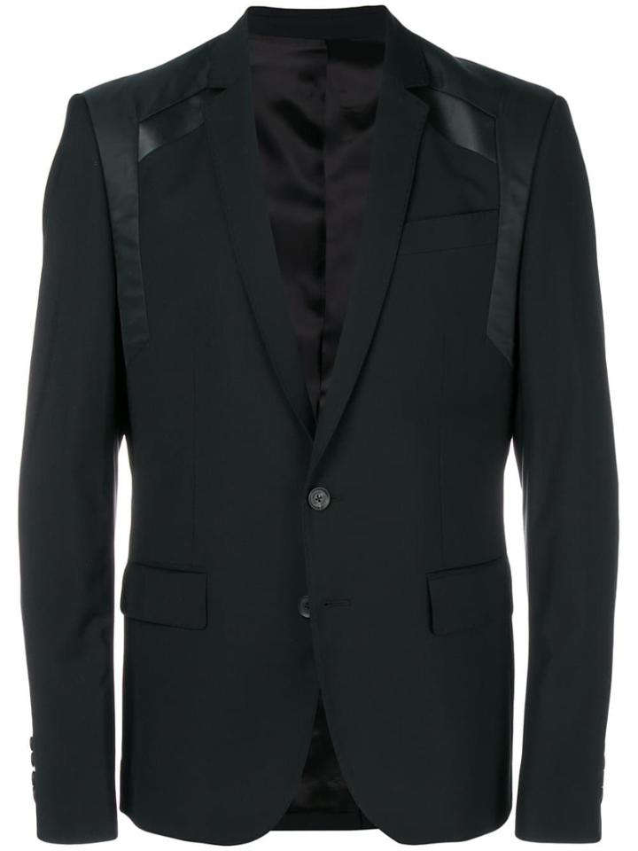 Les Hommes Urban Contrast Panel Blazer - Black