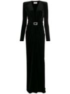 Alexandre Vauthier Jewelled-buckle Velvet Gown - Black
