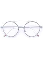 Thom Browne Eyewear - Matte Silver Titanium Optical Glasses With Clear Lens - Unisex - Acetate/titanium - 50, Grey, Acetate/titanium