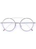 Thom Browne Eyewear - Matte Silver Titanium Optical Glasses With Clear Lens - Unisex - Acetate/titanium - 50, Grey, Acetate/titanium