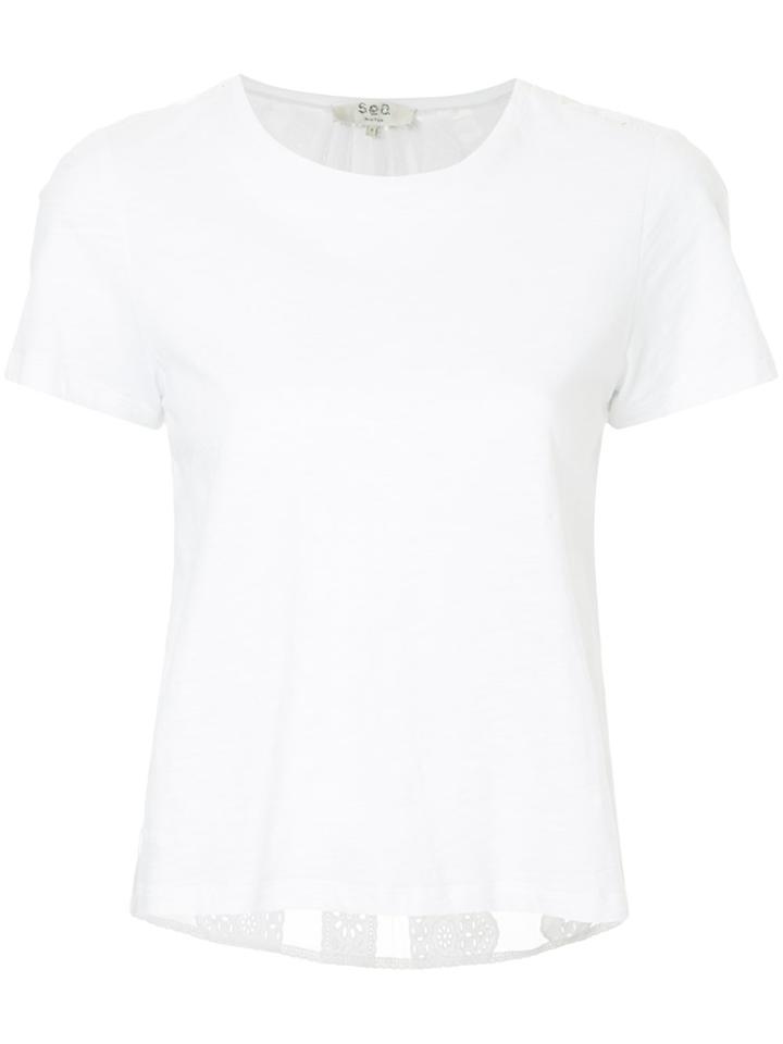 Sea Mesh Panelled T-shirt - White