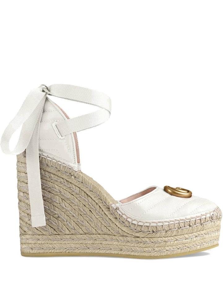 Gucci Leather Platform Espadrille - White
