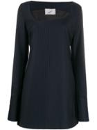 Coperni Asymmetric Neck Pinstripe Dress - Blue