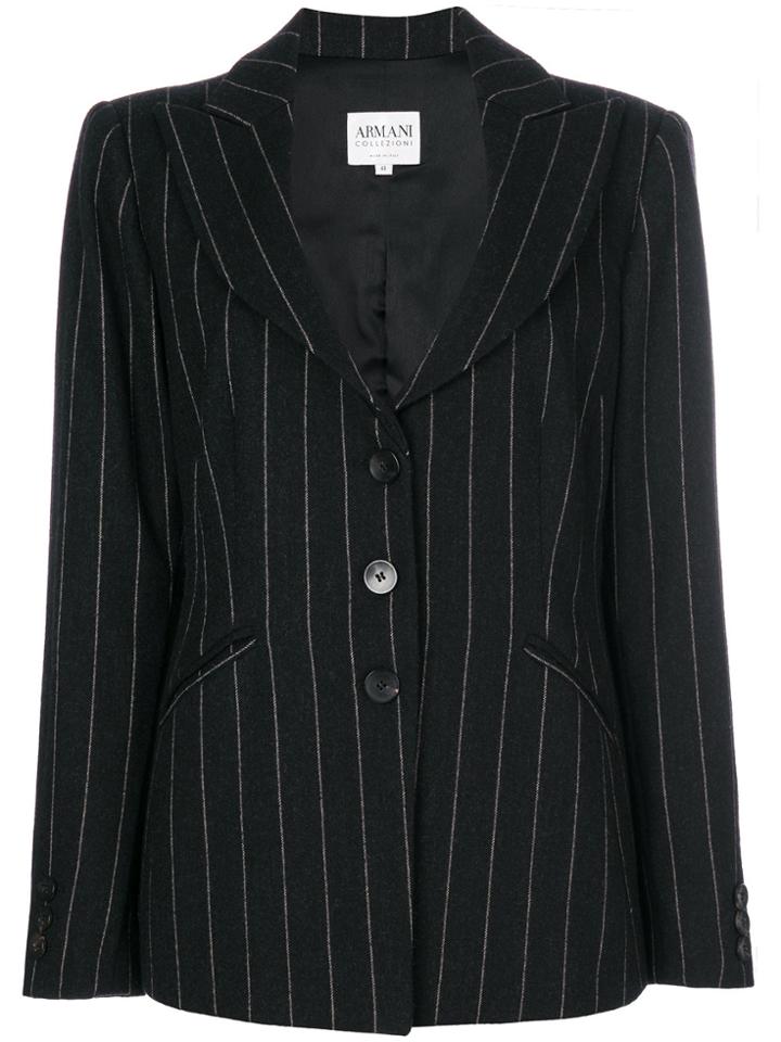Giorgio Armani Vintage Pinstriped Blazer - Black
