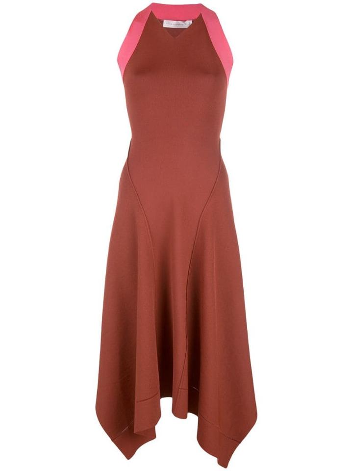 Victoria Beckham Contrasting Panel Midi Dress - Red