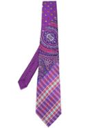 Etro Paisley Patchwork Tie - Pink & Purple