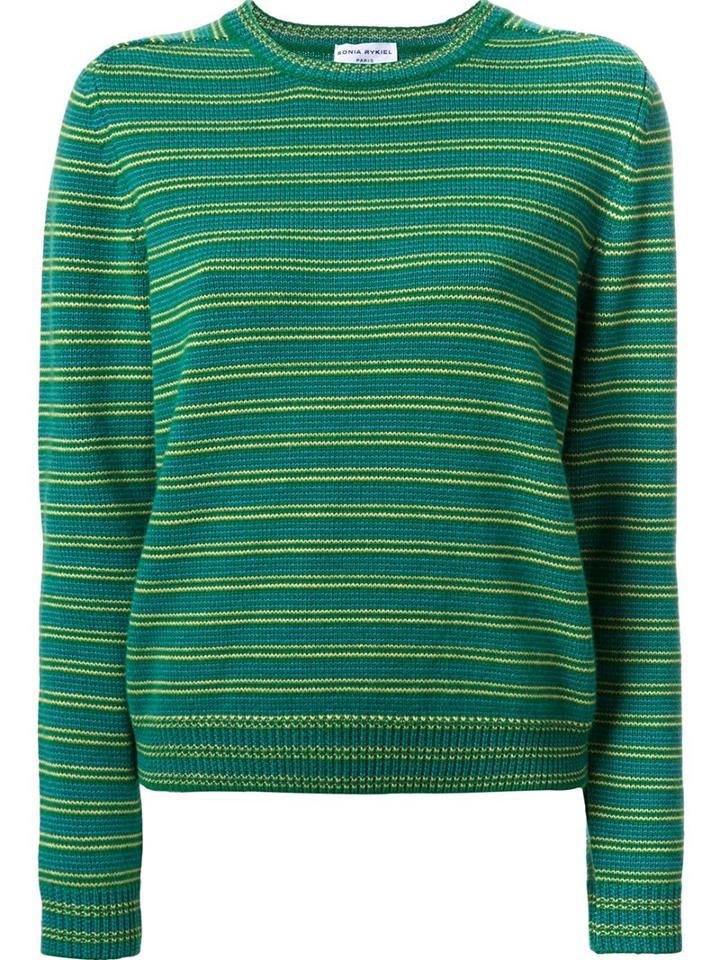 Sonia Rykiel Striped Pullover, Women's, Size: Large, Green, Cashmere