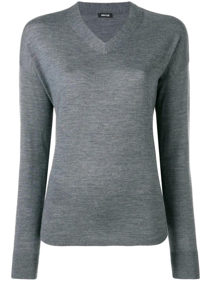 Aspesi V Neck Jumper - Grey