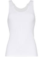 Helmut Lang Asymmetric Neck Ribbed Cotton Tank Top - White