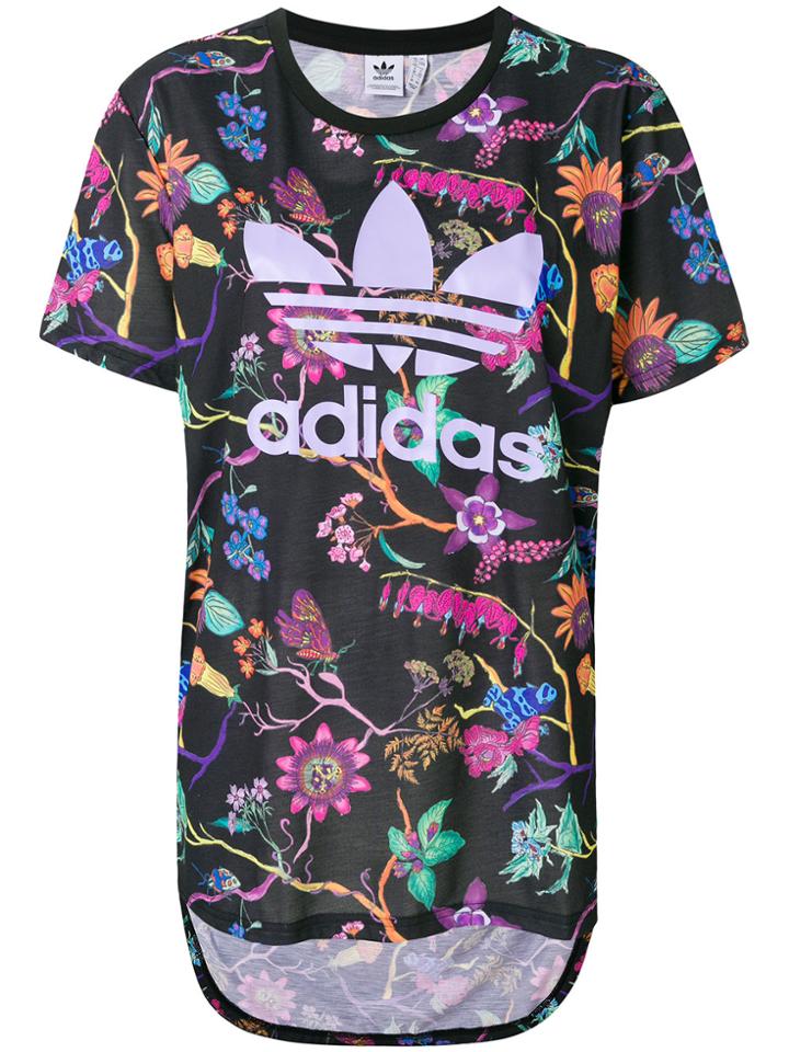 Adidas Floral Trefoil Print T-shirt - Black
