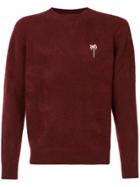 The Elder Statesman Cashmere Chest Embroidery Jumper - Red