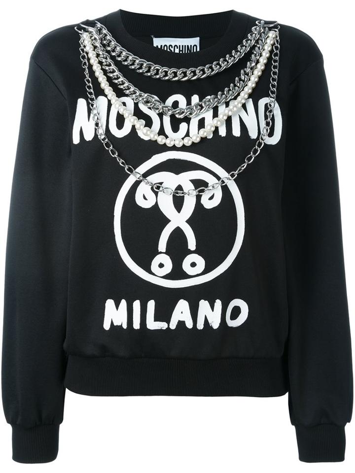 Moschino Pearl Embellished Logo Sweatshirt