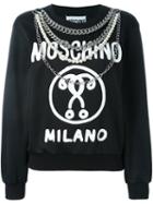 Moschino Pearl Embellished Logo Sweatshirt