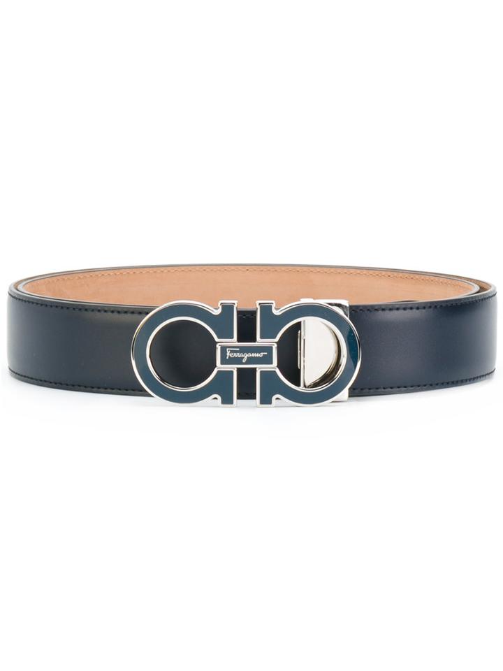 Salvatore Ferragamo - Double Gancini Buckle Belt - Men - Calf Leather - 115, Blue, Calf Leather