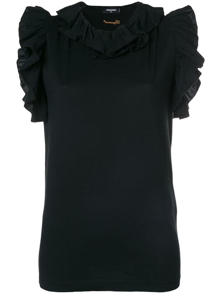 Dsquared2 Ruffle-trimmed Top - Black