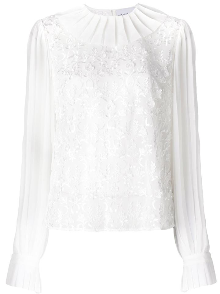 Perseverance London Floral Applique Blouse - White